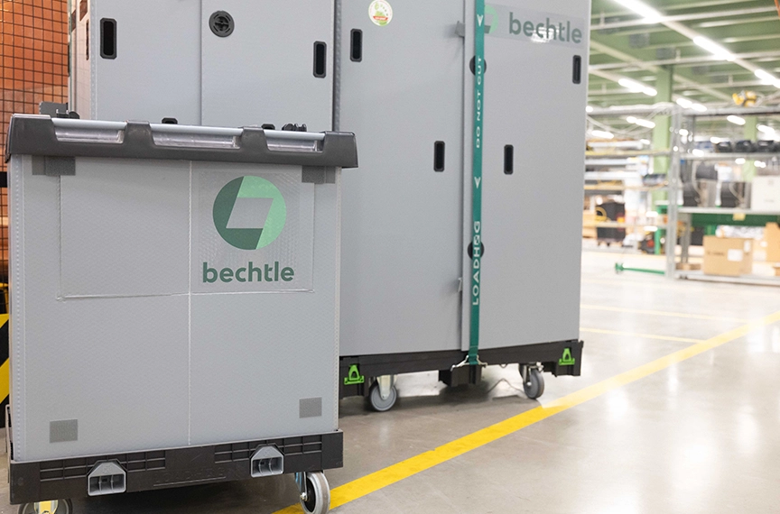 Die Bechtle Box©&nbsp;ist eine wiederverwendbare Verpackungslösung, die die Ware sicher verpackt und Transportvolumen sowie Verpackungsmaterial spart. (photo)